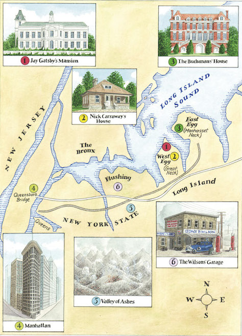 Great Gatsby Setting Map Contexts Key Locations The Great Gatsby: A Level